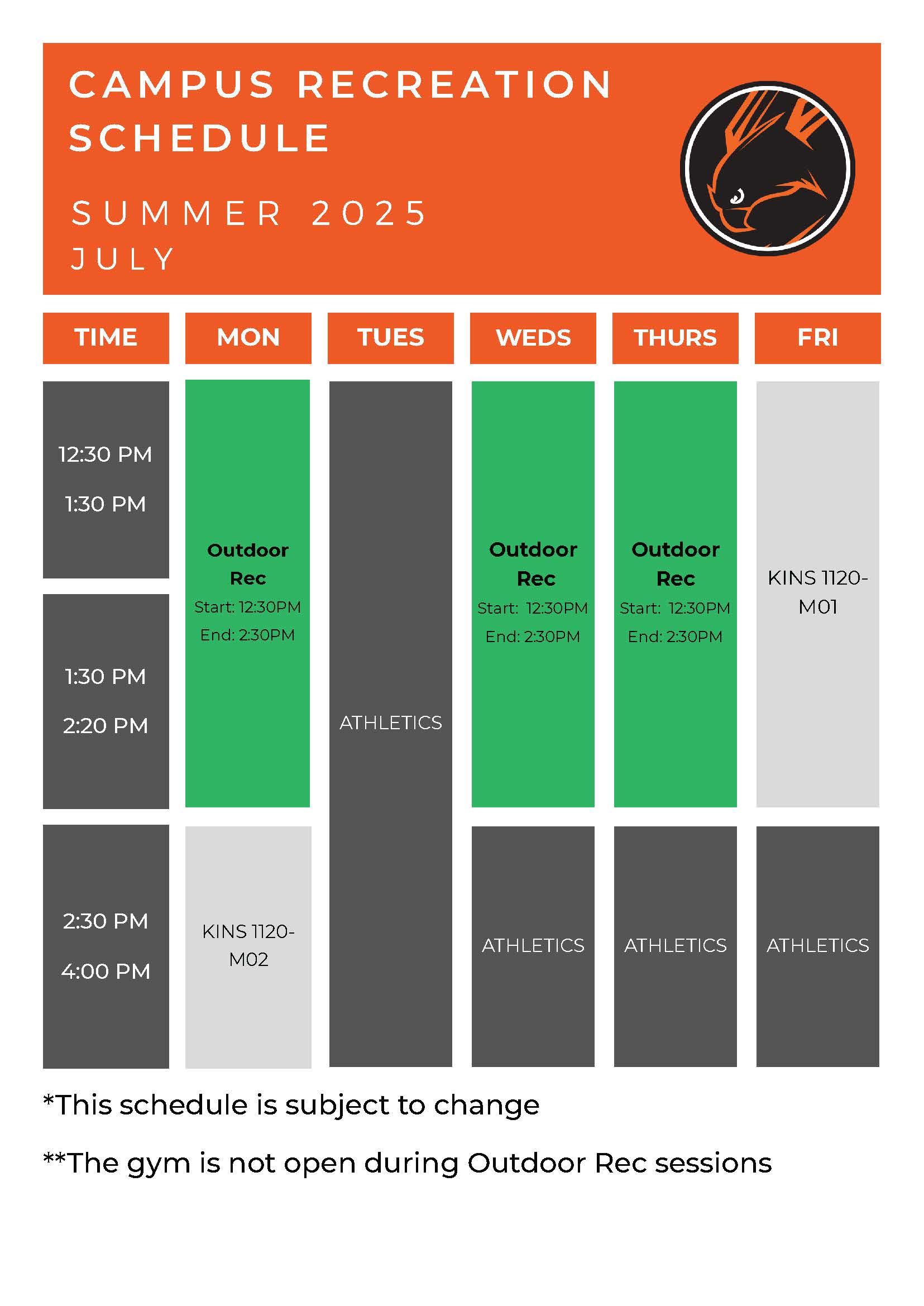 July 2025 Schedule